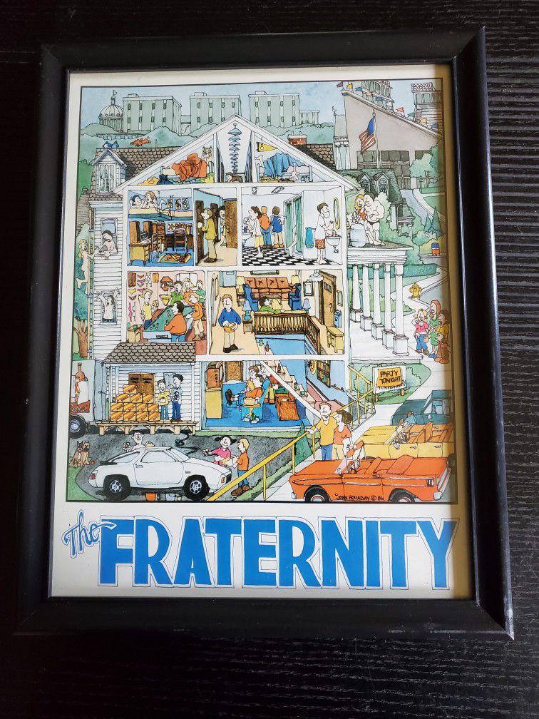 Rare John Holladay Framed Fraternity Poster 1986