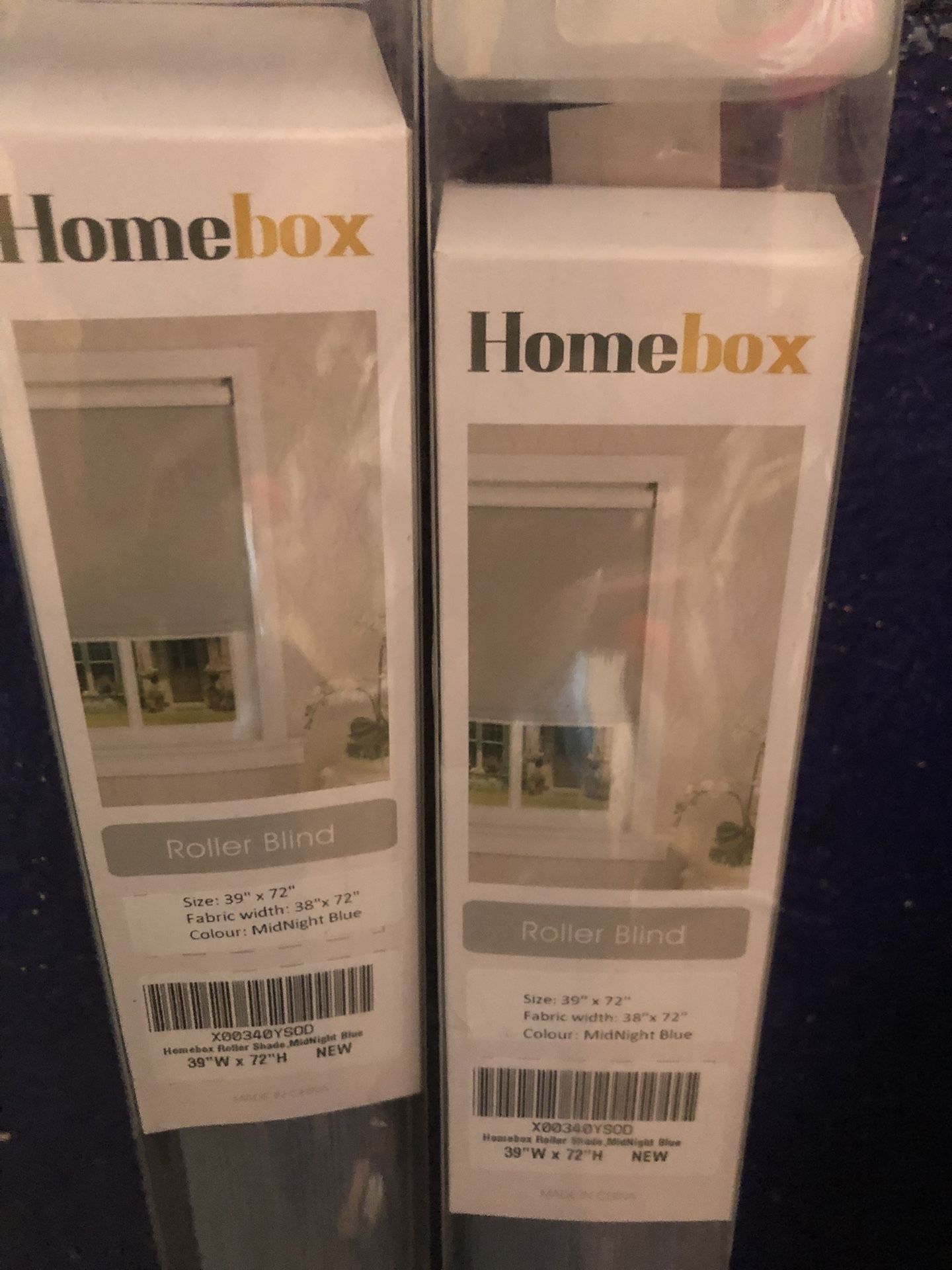 2 homebox fabric roller shades color midnight blue 39x72inces