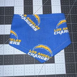 Small Los Angeles Chargers Dog/Cat  Bandana – Snap-On Cotton (Handmade)