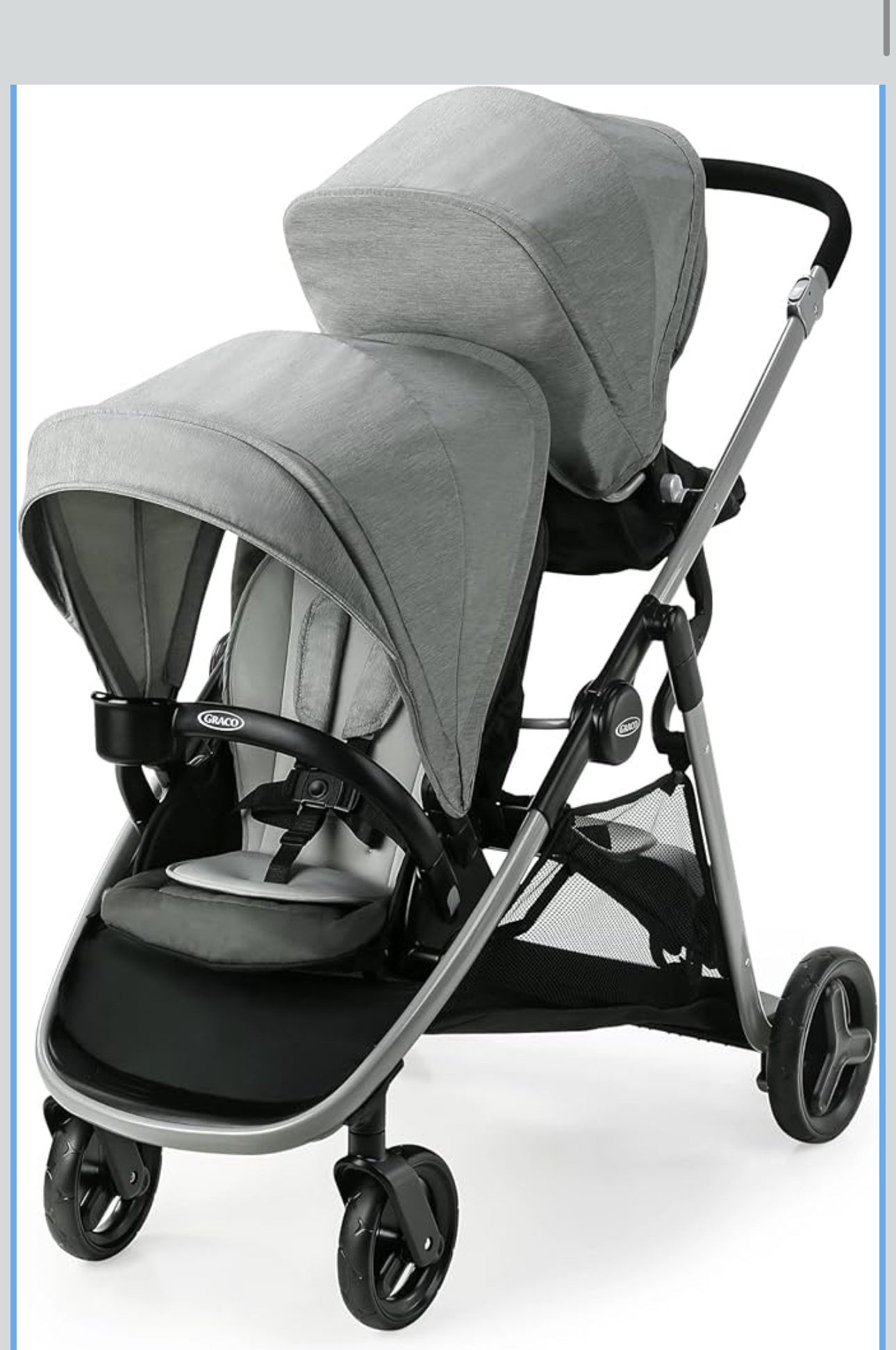Graco Ready2Grow LX 2.0 Double Stroller Features Bench Seat and Standing Platform Options, Clark