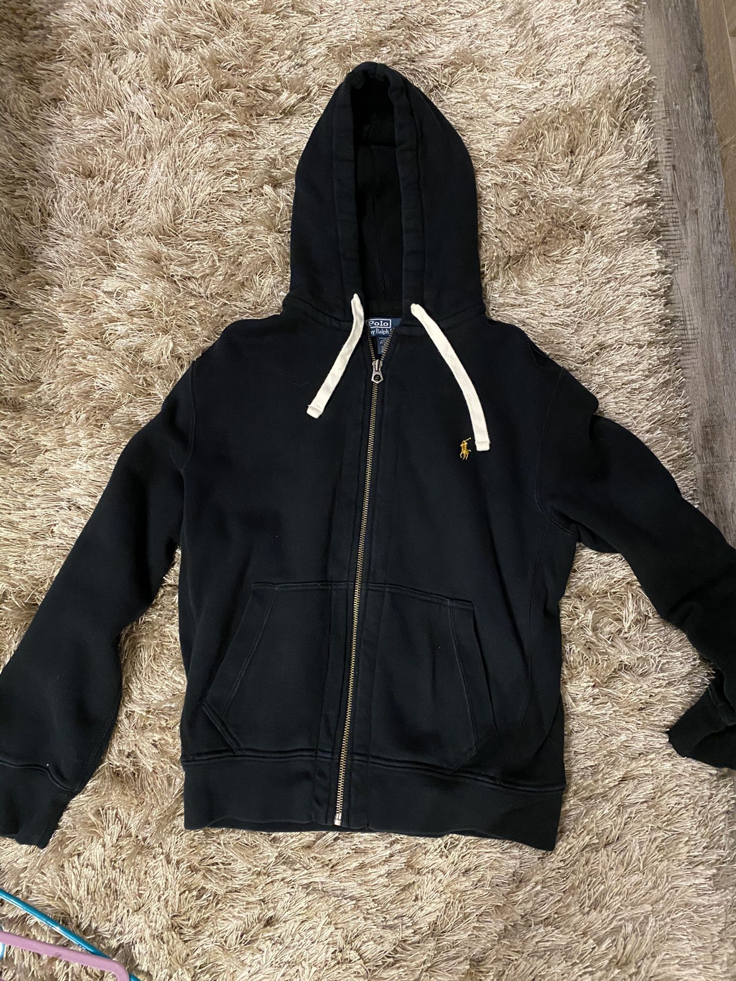 Black Ralph Lauren Polo Zip-Up Hoodie/Jacket, Size M, has UCF logo