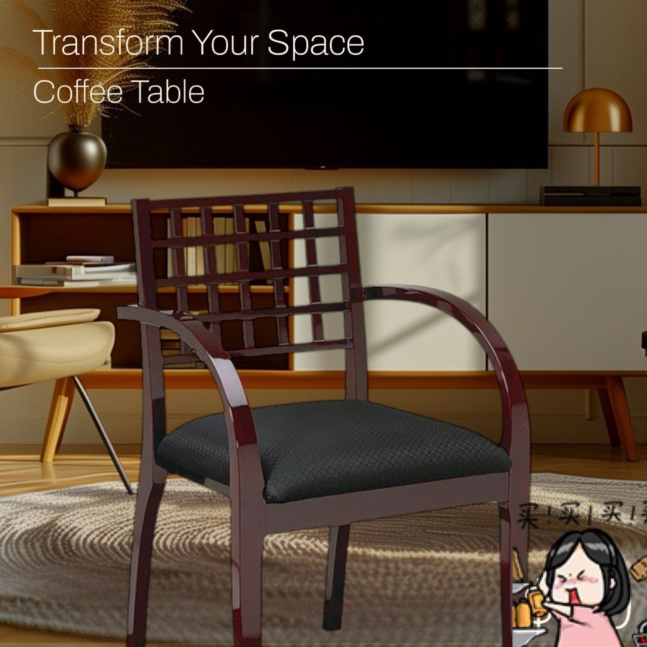 Classic Furniture Solid Wood Office Chair with Fabric Cushion