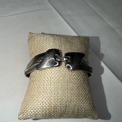 VINTAGE 7.5” MONET SILVER TONE DOUBLE CHAIN SNAKE BRACELET 