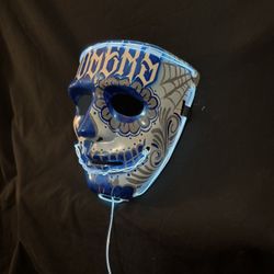 Custom airbrush/hand-painted Los Angeles Dodgers Dia De Los Muertos LED light-up mask
