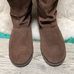 SIMPLE Brown Suede Leather Tall Moto Boots Womens 7.5 