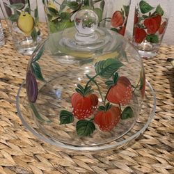 Hand Blown Country Farmhouse Fruit Glassware Set - 8 Glasses &  trey  Simi Valley