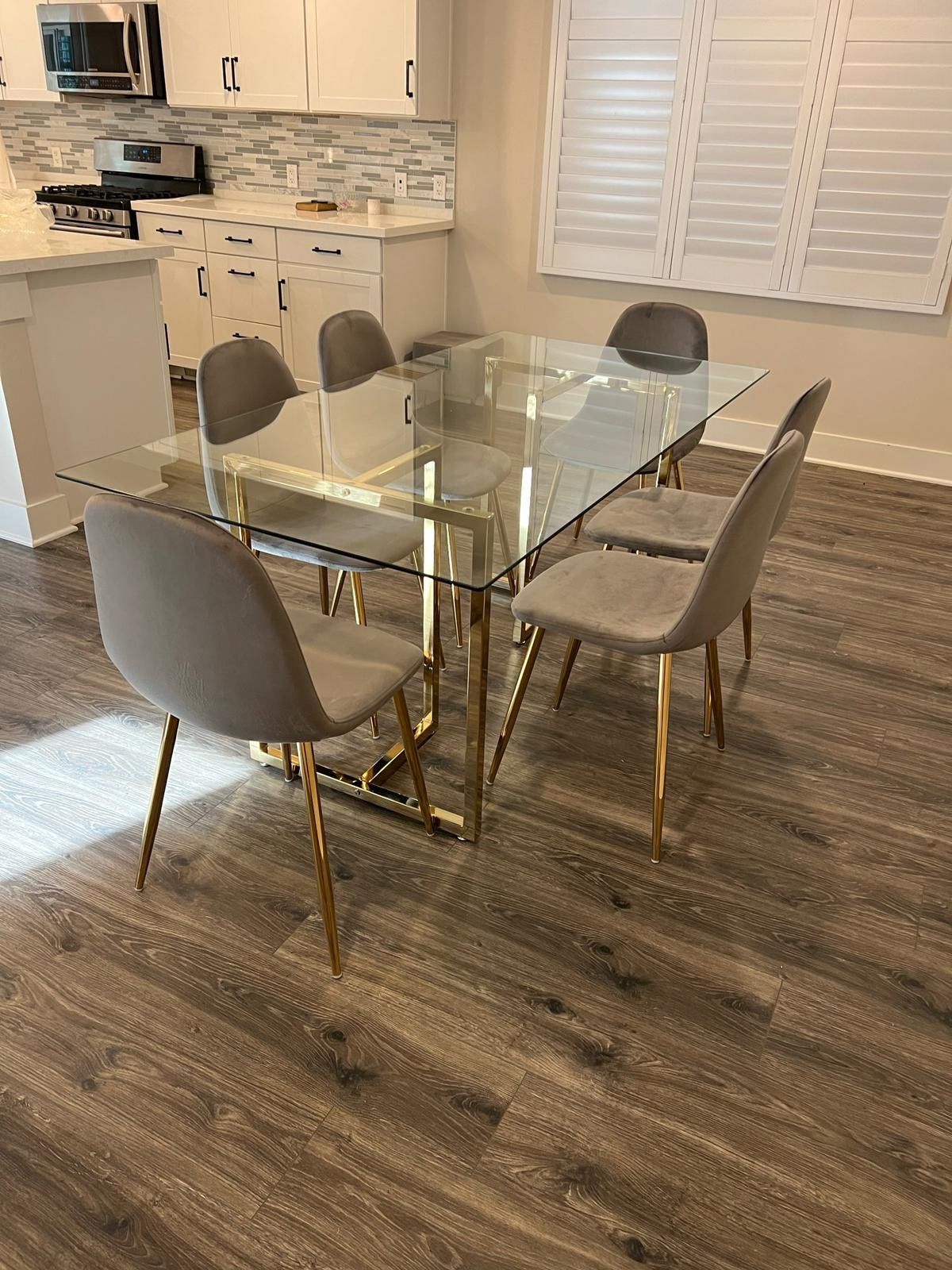 Glass Rectangle Table Set for 6 people