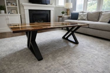 Handmade Wood and Epoxy Resin Coffee Table 24"x48"x21x