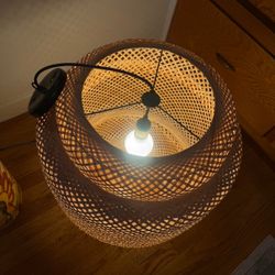 Rattan bamboo 3 tier pendant lampshade with black cord. 🌞