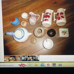 10 Mixed Lot Vintage Devon Pottery Stoneware China Tea Pot Jar Candle Holder Collection