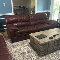 Genuine Cherry Leather La-Z-Boy Couch