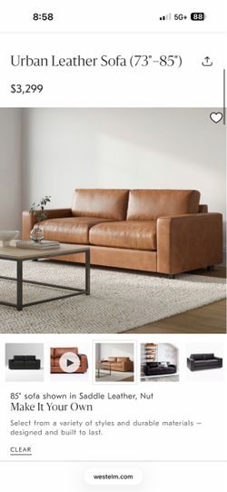 Brand new West Elm Urban Leather Sofa love seat
