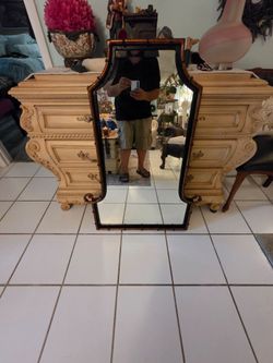 Late 20th Century Uttermost Chinolserie Faux Bamboo Mirror  40in