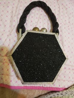 RARE FIND Vintage 1940'S*Original FRE-Mor Creation Deep Blue/Shimmers Blues Purple Beaded Silver Metal Embossed Frame Purse Classic

