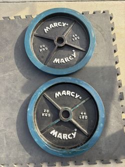 Pair Of Vintage 44 Pounds Marcy Olympic Weights. In Good Condition 