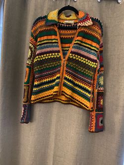 Vintage hand stitched crocheted sweater