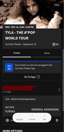 Tyla A*Pop World Tour Concert Ticket + MEET AND GREET!
