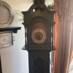 Antique Grandfather Clock And Wall Clock