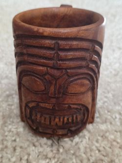 Vintage Hawaiian Wooden Tiki Mug.