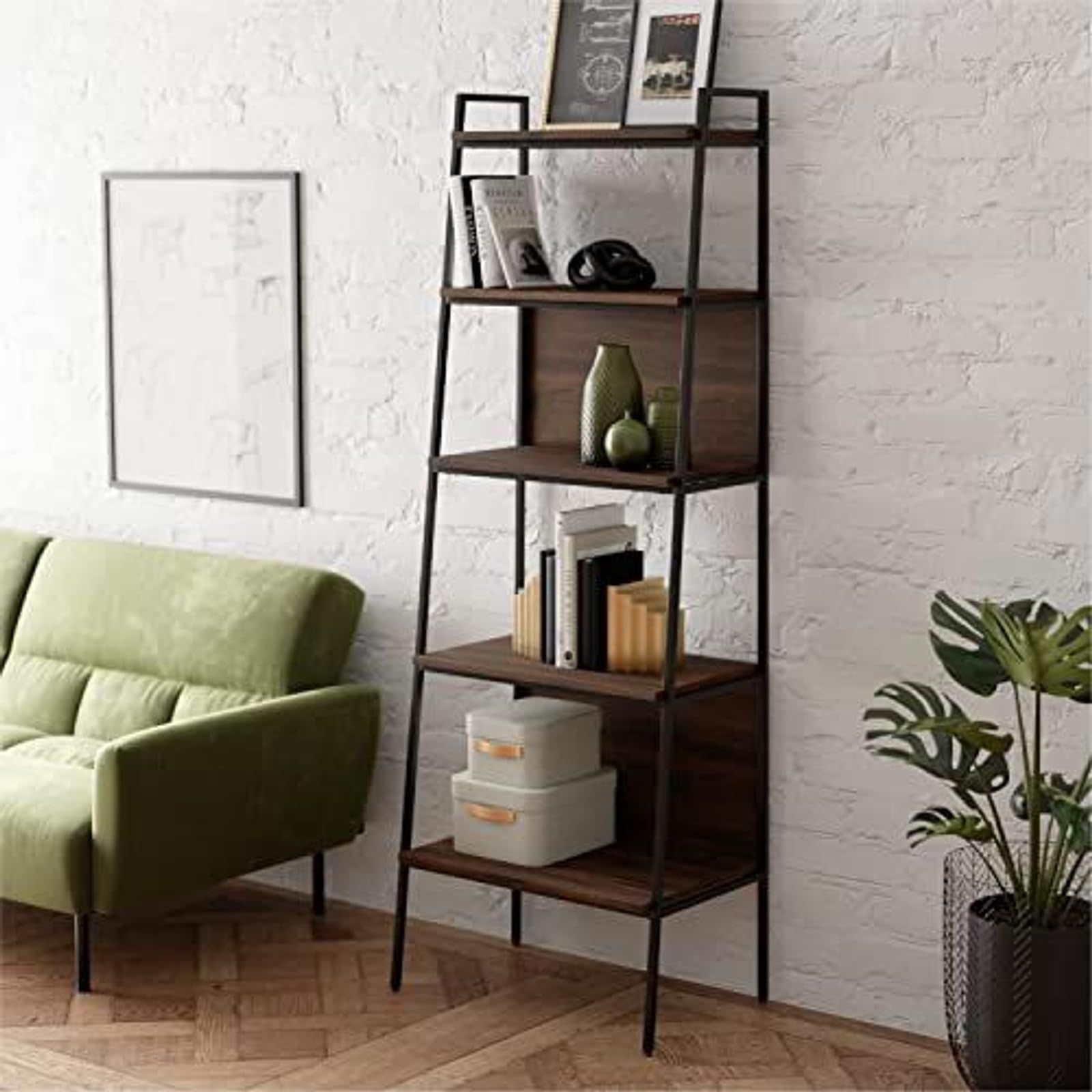 New Farmhouse Industrial 5-tier Bookshelf 