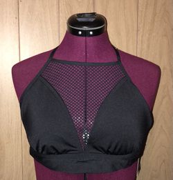 Women Black mesh halter bikini top size XL