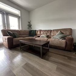 Suede Sectional Reclining Sofa