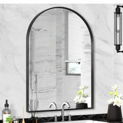 22" x 30" Black Arched Wall Mirror,