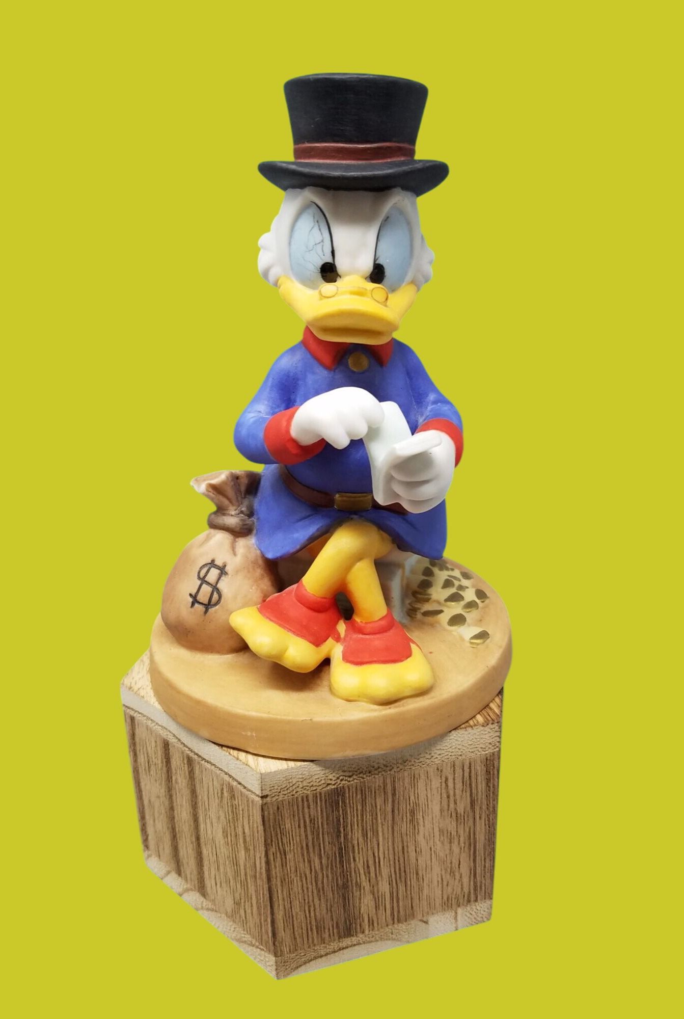 Vtg Disney Schmid Hand-Painted Scrooge McDuck Counting Money 5" Figurine