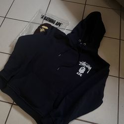 StussyxBape Hoodie Blue 