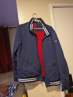 Tommy Hilfiger Men's Blue Regatta Jacket Red Mesh Lining Size m