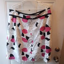 Cato Women's 18/20 Pink White And Black Floral Mindi Skirt 