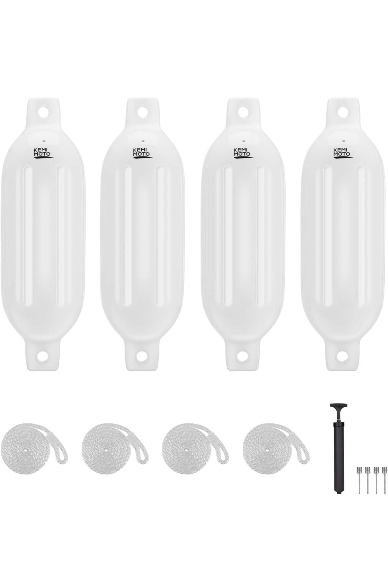 KEMIMOTO Boat Fenders Boat Bumpers for 15-35ft Boat, 4 Pack Inflatable Boat Fenders Bumpers with 4 Ropes