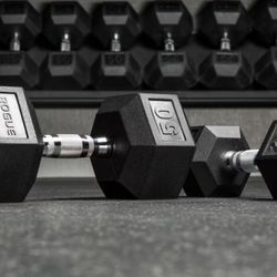 Dumbbells Rubber Hex ROUGE 50LB