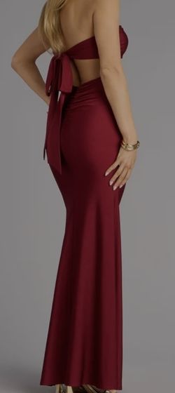 Xs red floor length strapless dress