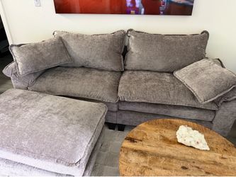 Arale 86" Wide Comfy Cloud Couch Sectional Loveseat Sofa with Ottoman