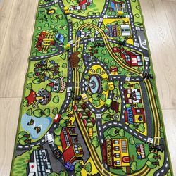 NEW , Kids Home Decor Play Rug with Pull Back Cars & Trucks