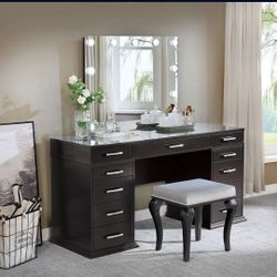 Brand New Dark Grey Vanity + Stool