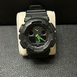 Casio G-Shock GA-100 Black & Neon Green Analog Digital Watch – Shock Resistant, Sport Tactical