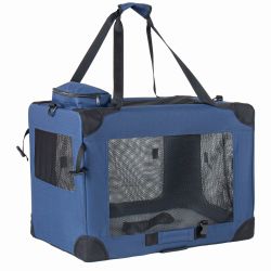 32'' Soft Dog Crates Kennel, 3-Door Portable Folding Pet Carrier with Mesh Windows, Straps and Fleece Mat for Dogs, Cats, Rabbits, Meeting the needs f