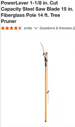 PowerLever 1-1/8 in. Cut Capacity Steel Saw Blade 15 in. Fiberglass Pole 14 ft. Tree Pruner
NEW