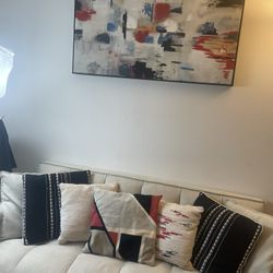 Small Sofa Couch Throw pillows And Wall Painting