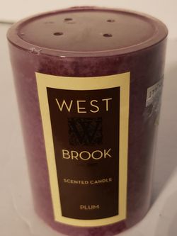 West Brook Pillar Candle Purple Plum Scent