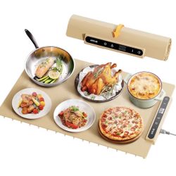 Electric Food Warmer Mat 23.6x15.7in Adjustable Warming Tray Non-Stick Heating Pad for Countertop Buffet & Family Gatherings​
