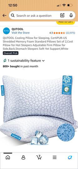 QUTOOL Cooling Shredded Memory Foam Pillows Set of 2