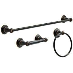 Porter 3-Piece Bath Hardware Set with Towel Ring Toilet Paper Holder and 24 in. Towel Bar in Oi