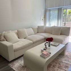  High-End Extra Deep Sectional Cream Sofa – Barely Used -OBO