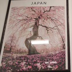 Oak Framed Cherry Blossoms Poster 28 5/8 W x 37 1/8 H