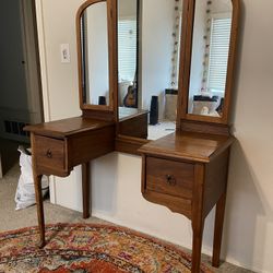 1950s Vintage Wood Vanity