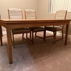 Mid Century Modern Teak Dining Table and Chairs Set