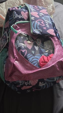 Girls Heart School Backpack 3pc. Scrunchies Pencil Case And Backpack